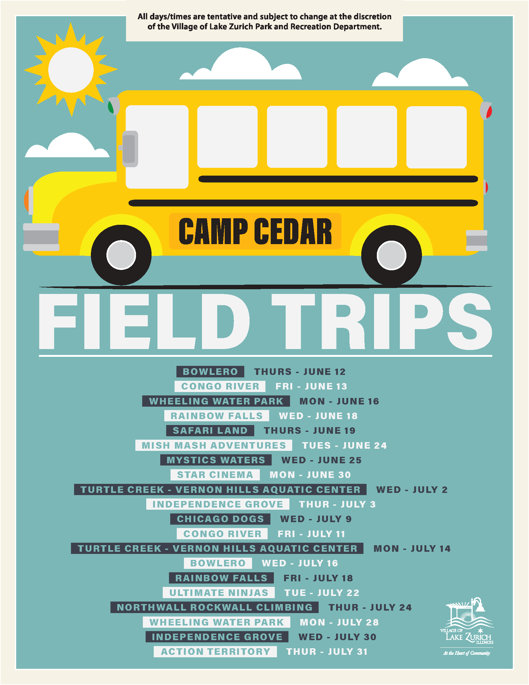 2025 Camp Cedar Field Trips